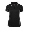 Black White Ladies Piping Polo Shirts